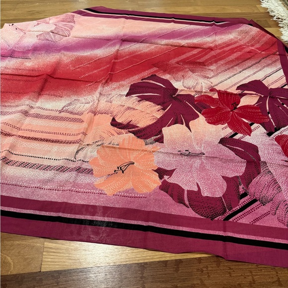 Dior Pink and Red cotton Floral Scarf wrap - Picture 1 of 4